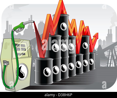Illustration représentant des fluctuations dans les prix du pétrole Banque D'Images
