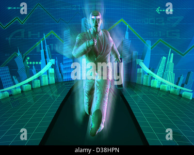 Businessman running with briefcase Banque D'Images