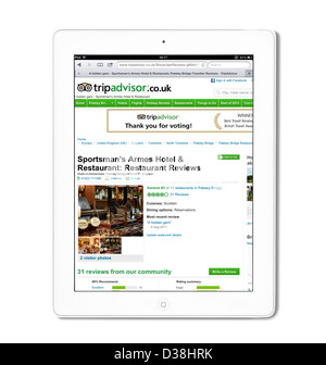 Avis de voyageurs tripavisor sur le site Web britannique sur un Apple iPad 4e génération Banque D'Images
