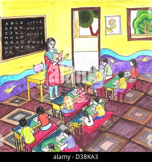 Enseignante dans une classe Banque D'Images