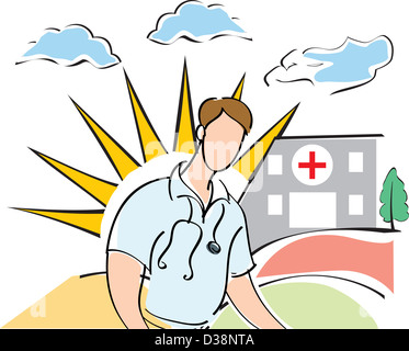 Médecin avec un stéthoscope autour du cou Banque D'Images