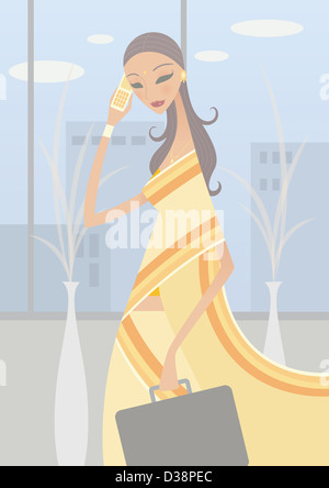 Businesswoman talking on a mobile phone Banque D'Images