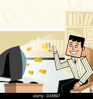 Businessman recevoir des e-mails Banque D'Images