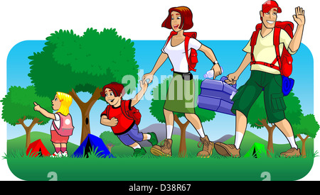 Famille à un pique-nique Banque D'Images