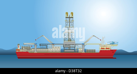 Navire de forage de puits de pétrole Banque D'Images