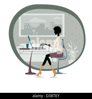 Businesswoman working on a laptop