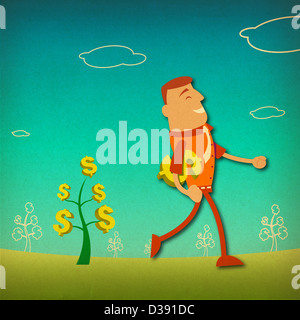 Businessman carrying a Dollar Sign Banque D'Images