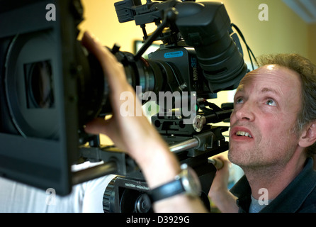 Berlin, Allemagne, le caméraman Frank Bruenner sur pendant le tournage d'un film d'étudiant Banque D'Images