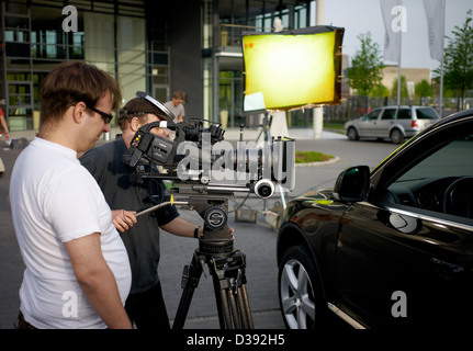 Berlin, Allemagne, Kameramaenner pendant le tournage d'un film d'étudiant Banque D'Images