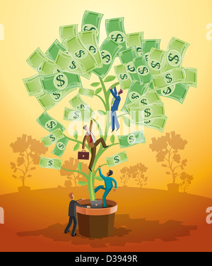 Illustration de l'escalade d'affaires plante en pot d'argent Banque D'Images