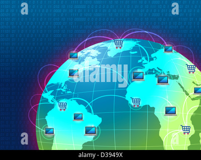 Concept de global e-commerce - Magasinage en ligne Banque D'Images