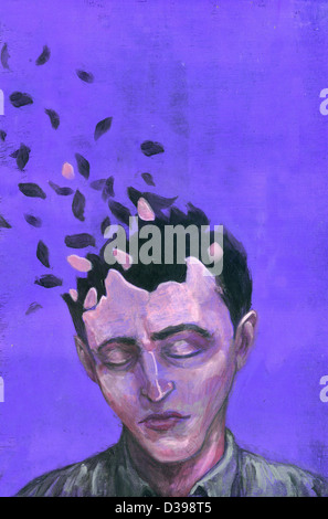 Image de l'homme illustration avec des représentant de la tête de la maladie d'Alzheimer Banque D'Images