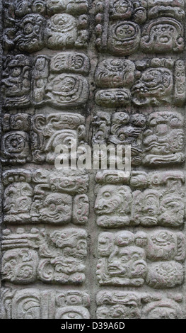 Dans les ruines de pierre de la ville maya de Copan en jour moderne Honduras, Amérique Centrale Banque D'Images