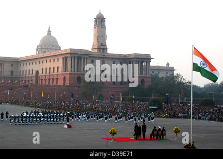 Battre en retraite Cérémonie à Vijay Chowk, New Delhi, Inde. Banque D'Images