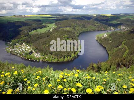 (Afp) - Le paysage de la Saale près de Bend, Altenbeuthen l'Allemagne de l'Est, par une belle journée ensoleillée, 11 mai 2002. Banque D'Images