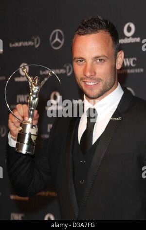 Photos de fichier de l'Afrique du Sud : l'athlète paralympique Oscar Pistorius a été accusé de meurtre après que sa petite amie Reeva Steenkamp a été abattu à son domicile de Pretoria FILE PHOTO - London - Laureus World Sports Awards qui a eu lieu au Queen Elizabeth II Centre, Westminster, Londres - 6 février 2012.. Photo par Keith Mayhew/Alamy Live News Banque D'Images