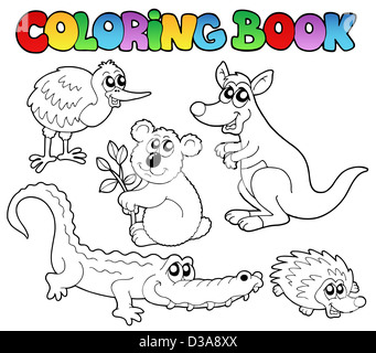 Livre de coloriage les animaux australiens 1 - photo illustration. Banque D'Images