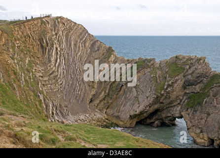 Trou d'escalier attrayant du point de vue géologique sur la côte du Dorset, à l'Est Banque D'Images