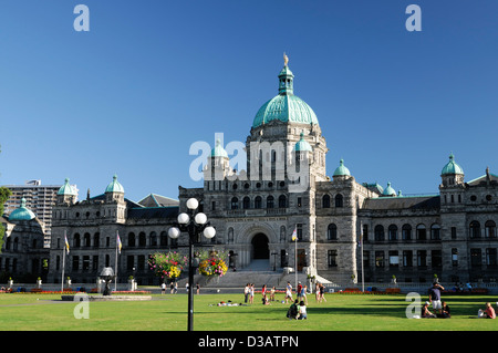 Édifices du Parlement Le parlement de la Colombie-Britannique logement situé au centre-ville de Victoria près de à côté du port intérieur de l'île de Vancouver Banque D'Images