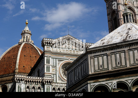 L'emblématique attractions de Florence - le duomo, baptistère et campanile(arrière droite). Banque D'Images