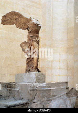 Statue Victoire De Samothrace Bleue - Décoration Grecque Antiquité 16,5x24,5 Cm