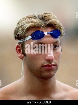 (Afp) - Le nageur Australien Ian Thorpe, triple champion olympique de style libre, photographié à une formation pour la Coupe du Monde de Natation Cours de courte durée à l'Europapark natation arena de Berlin, 24 janvier 2003. Banque D'Images