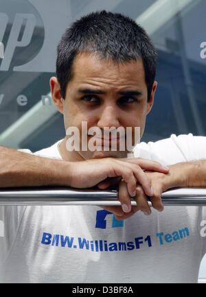 (Afp) - pilote de Formule 1 colombien Juan Pablo Montoya (BMW-Williams) Photo de la piste de course de Nürburgring, Allemagne, 28 juin 2003. Le Grand Prix d'Europe a eu lieu au Nürburgring le 29 juin 2003. Banque D'Images