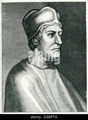 Vintage gravure de John Colet, 1467 à 1519, était un ecclésiastique anglais et d'éducation pioneer. Banque D'Images