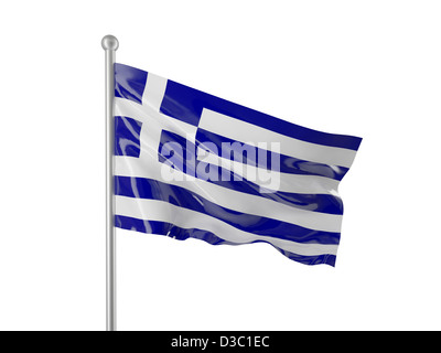 Drapeau grec isolated on white Banque D'Images