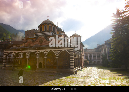 La Bulgarie, Europe, Monastère de Rila niché dans les montagnes de Rila, l'église de la Nativité. Banque D'Images