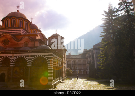 La Bulgarie, Europe, Monastère de Rila niché dans les montagnes de Rila, l'église de la Nativité. Banque D'Images