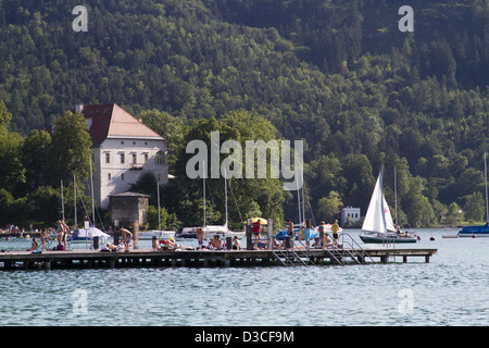 L'Autriche, la Carinthie, Klagenfurt am Worthersee, lac Worthersee Banque D'Images