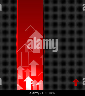 Illustration résumé fond rouge transparent avec étiquette flèches Banque D'Images