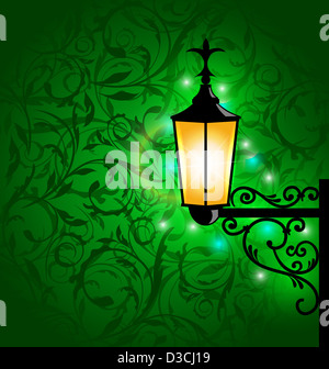 Illustration avec des lumières lampe arabe, une carte pour le Ramadan Kareem Banque D'Images