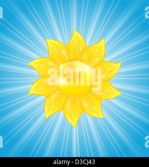 Résumé fond Illustration avec le soleil et les rayons de lumière Banque D'Images