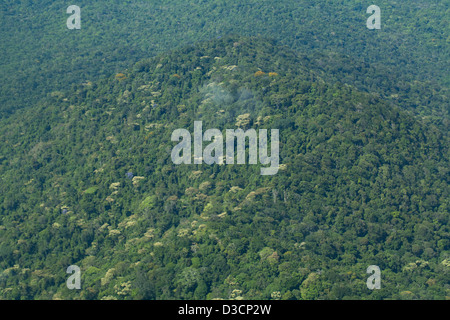 Forêt tropicale vu de l'air. Couvrant une montagne avec un minimum d'ombre sur le sommet. Le nord de la Guyane. Banque D'Images