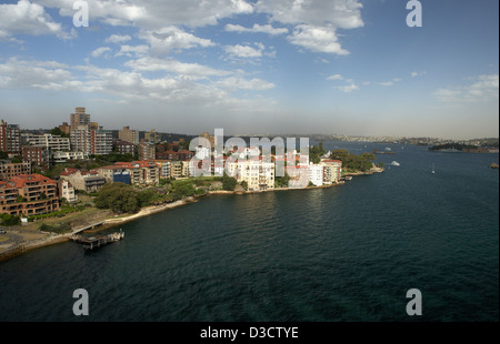 Sydney, Australie, la banlieue de Kirribilli vu du Harbour Bridge Banque D'Images