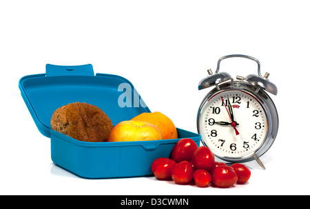 Temps de lunch à l'école avec l'horloge à 9 Banque D'Images