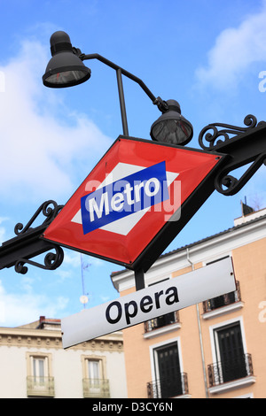 Métro de Madrid Espagne inscrivez-vous à l'Opéra, dans le centre-ville Banque D'Images