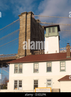 Fulton Ferry Landing Pont de Brooklyn Park Banque D'Images