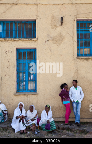 Un Scènederue pendant le Festival de Timkat (Epiphanie), Gondar, Éthiopie Banque D'Images