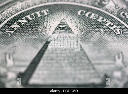 Close up of Eye de la Providence sur les billets de cent dollars Banque D'Images