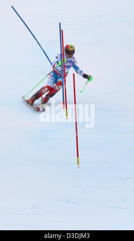 De l'Autriche Marcel Hirscher en action lors de la première exécution de la Men's slalom aux Championnats du Monde de Ski Alpin à Schladming, Autriche, 17 février 2013. Photo : Karl-Josef Opim/dpa  + + +(c) afp - Bildfunk + + + Banque D'Images