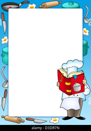 Châssis avec chef et livre - illustration couleur. Banque D'Images
