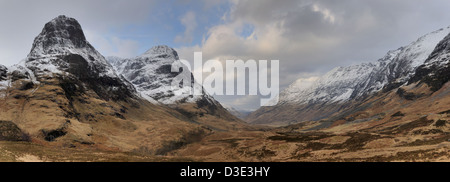 Image panoramique des trois sœurs, Glencoe, Highlands, Scotland Banque D'Images