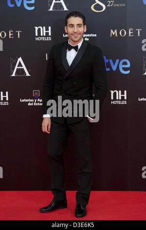 17 février 2013 - Madrid, Espagne - Miguel Angel Silvestre arrive à Goya Cinema Awards 2013, cérémonie à l'hôtel Auditorium le 17 février 2013 à Madrid, Espagne (Image Crédit : © Jack Abuin/ZUMAPRESS.com) Banque D'Images