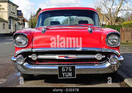 Classic 1957 Chevrolet Bel Air Sedan, Stanwell Moor, Arrondissement de Spelthorne, Surrey, Angleterre, Royaume-Uni Banque D'Images