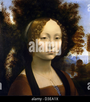 Leonardo da Vinci, Ginevra de' Benci 1475-6 huile et tempera sur panneau de peuplier. Washington, D.C., National Gallery of Art Banque D'Images