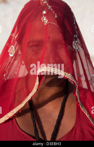 Rajasthani woman portrait Banque D'Images