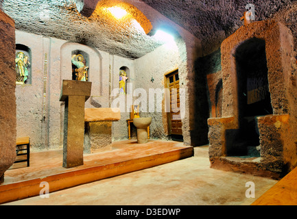 Église dans une grotte, Barranco de Guayadeque, Gully sur Gran Canaria, Îles Canaries, Espagne Banque D'Images